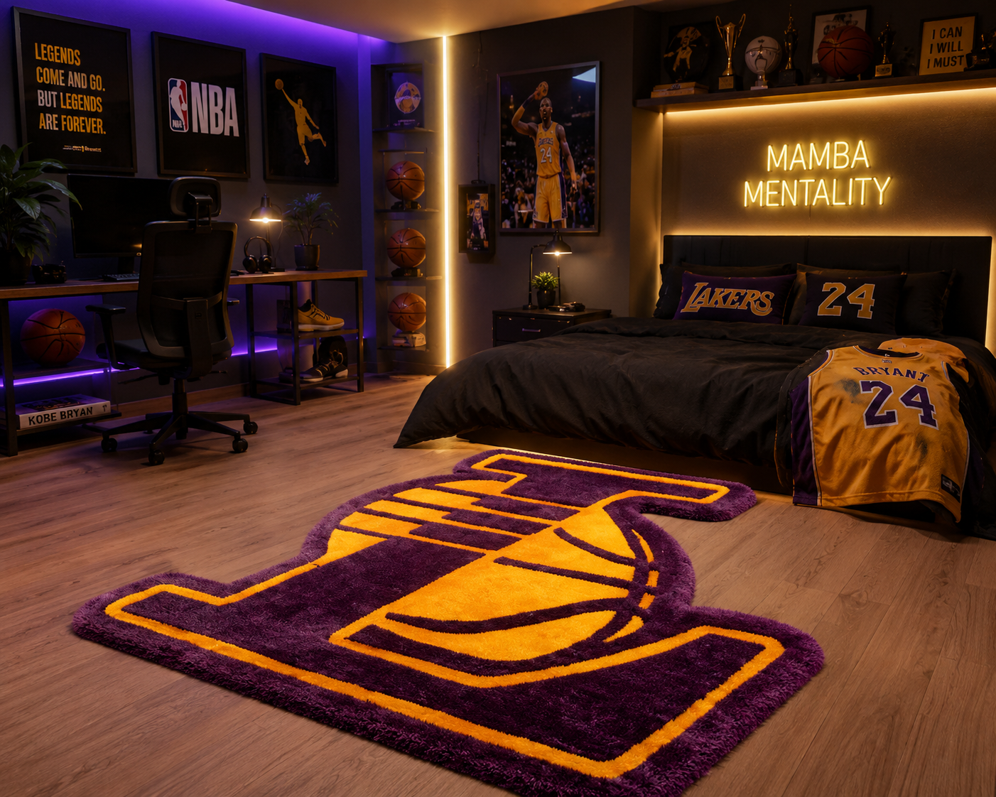HAND-TUFTED LAKERS RED RUG